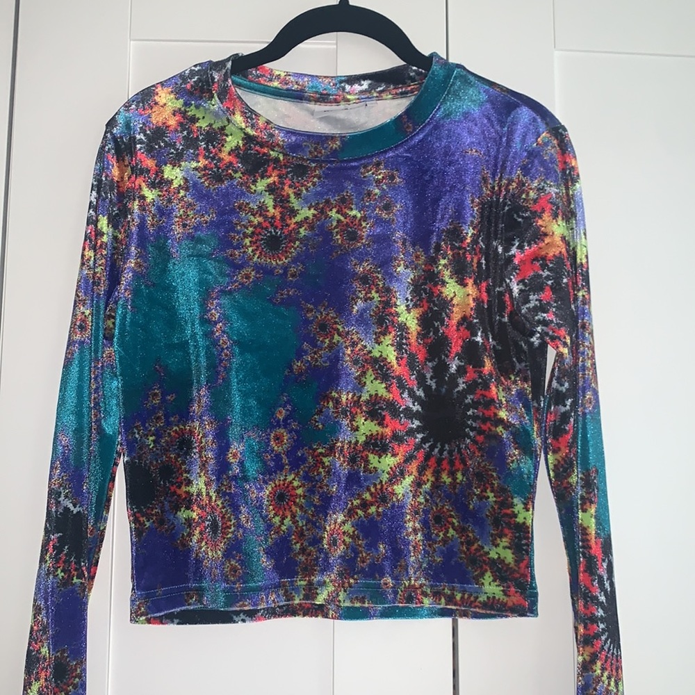 Edgy Psychedelic Velour Stretch Crop from Weekday